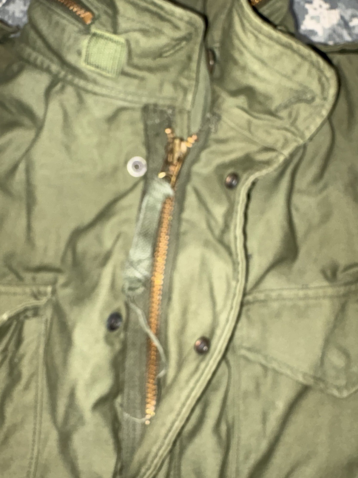 US GI Vietnam 1975 OD M-65 Fiel Jacket W/Hood Large Regular Used F_504