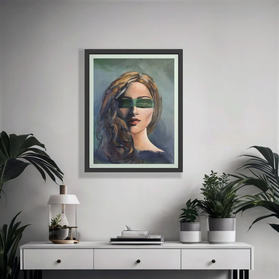 Pintura original. Retrato moderno de una mujer. Lienzo pintado a mano. 11x14". Certificado de autenticidad Foto 4 de 4