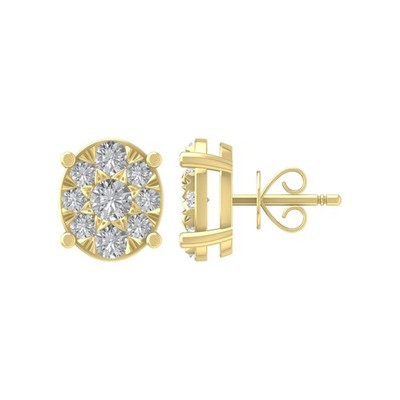 10 Karat Gelbgold 0,5 kt im Labor gezüchteter Diamant Verbund Ohrstecker für Frauen