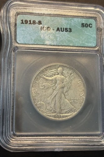 1918-S Walking Liberty Half Dollar : ICG AU53