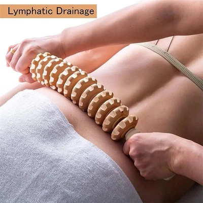 Wood Massage Roller Stick Body Massager Muscle Relief Therapy Tool Curved Straig - Image 1 of 4