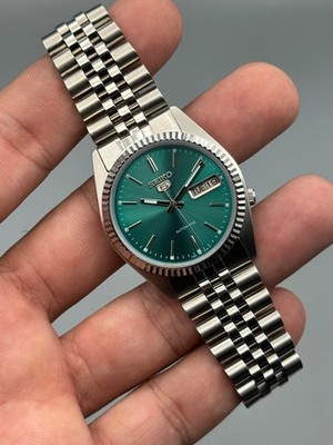 Vintage Seiko 5 Automatic Wrist Watch, Sunburst Teal Green Dial, Cal 7009 Japan