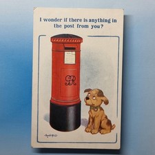 Donald McGill Comic Postcard 1934 Red Post Box Cheeky Dog