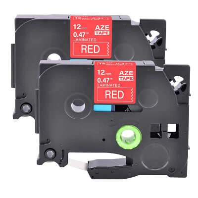 GREENCYCLE 2PK Compatible Brother P-Touch TZ-435 TZe-435 White on Red Label Tape 12mm