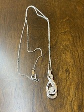 Sterling Silver Necklace w/ Diamond Accent Infinity Style Pendant 18"