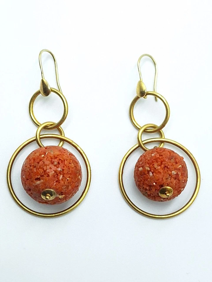 Orecchini pendenti con Vero corallo rosso Di Sardegna In Argento 925 - Immagine 3 di 4