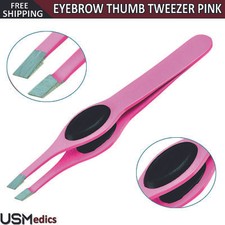 Hair Removal Tweezer Slant Tip Thumb Handle Grip Eyebrow Nose Ear Hair Eyebrow