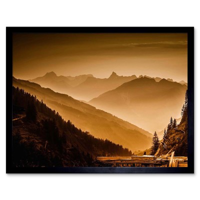 Albergpass Österreich Misty Gerahmter Druck 30x40 cm