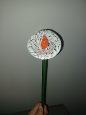 ART GLASS WHITE MARBLE Orange CENTER CALLA LILY LONG STEM GLASS FLOWER 19 1/4"