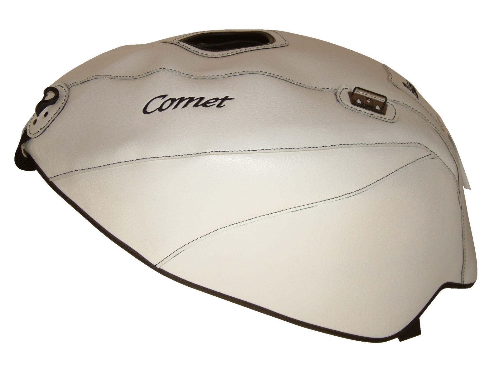 Protège-réservoir Top Sellerie blanc pour Hyosung Comet GT 125 dès 2009 en cuir
