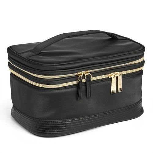 Modella Dual Zipper Cosmetic Bag for Makeup & Accessories, Black
