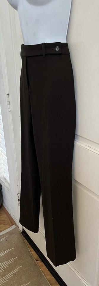 MICHAEL KORS ITALY Chocolate Brown 100% Virgin Wool High Rise Dress Pants Sz 2 - Image 4 of 4