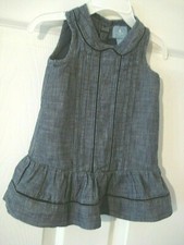 Baby Gap Dark Chambray Infant Dress Pleats Size 6-12 Months
