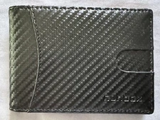 NEW MENS CARB BLACK RUNBOX LEATHER SLIM MONEY CLIP WALLET RFID 11 CARD HOLDER