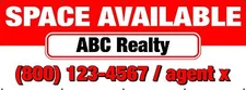 Space Available Banner 60"x156" (5'x13') Free Shipping/Customization