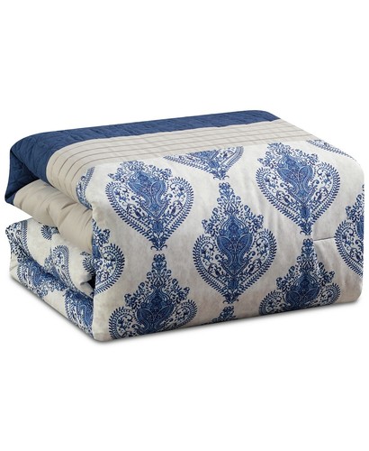 Hallmart Collectibles Classic Symmetrical Gloria 7-Pc. Comforter Set KING Blue - Picture 3 of 7