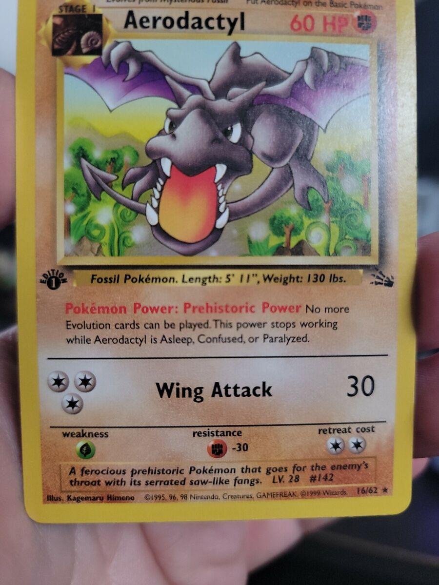 Aerodactyl Pokemon Card - 1st Edition Rare - Fossil 16/62 - Near Mint