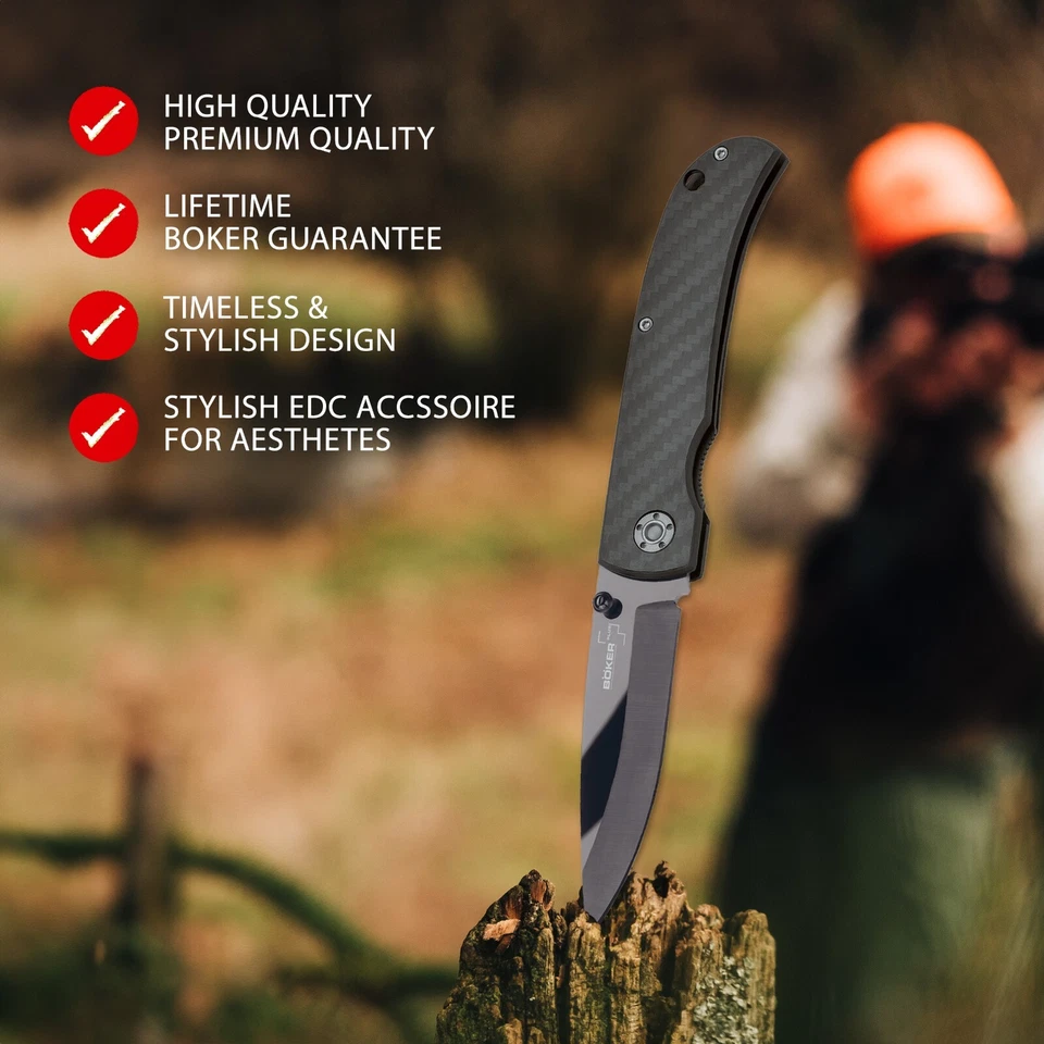 Cuchillo de Bolsillo Antigravadura BOKER PLUS® 3.31" Hoja Cerámica Mango de Carbono - 01BO036 Foto 2 de 4