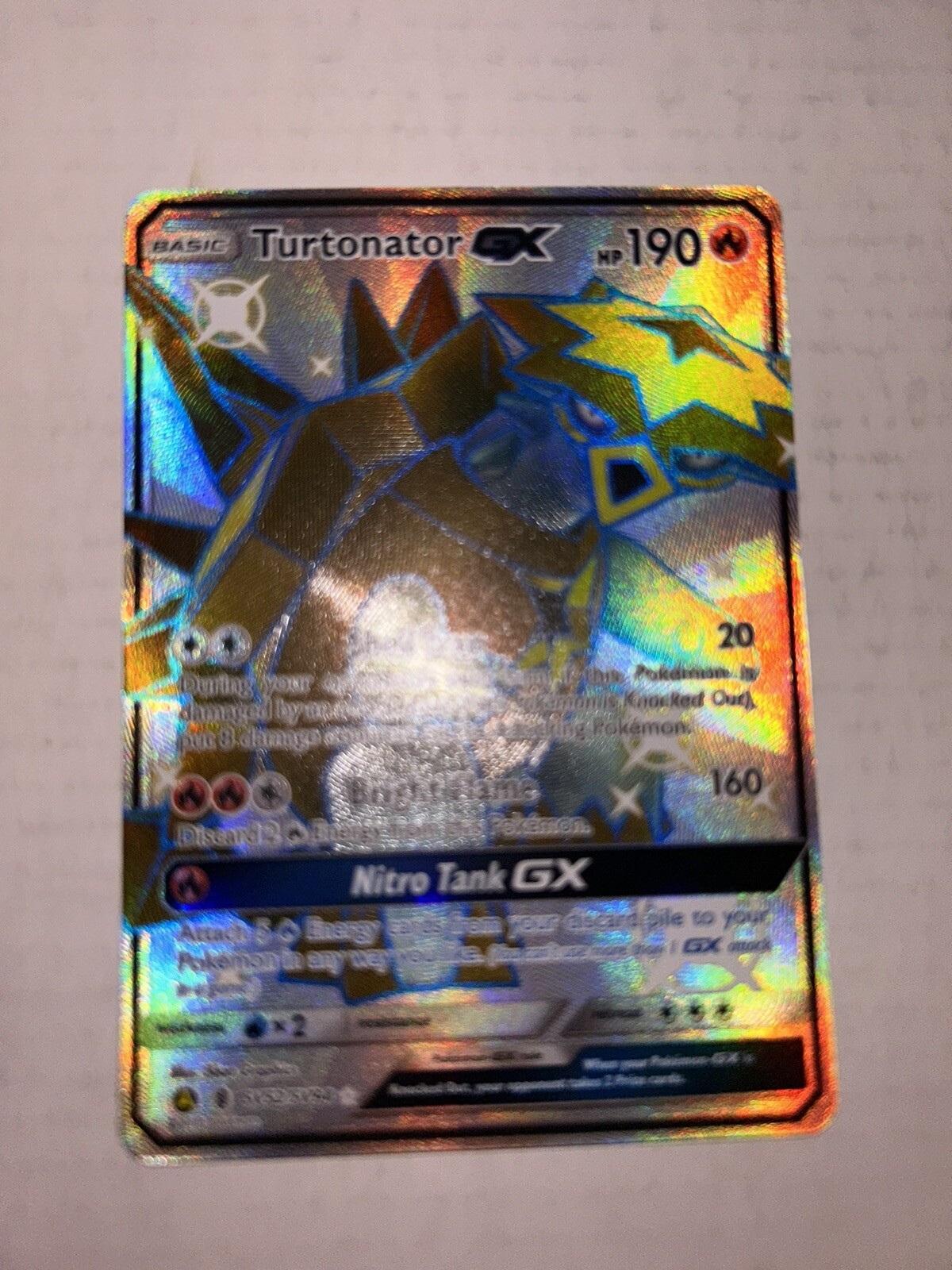 Pokémon TCG Turtonator GX Hidden Fates SV52/SV94 Holo Full Art NM