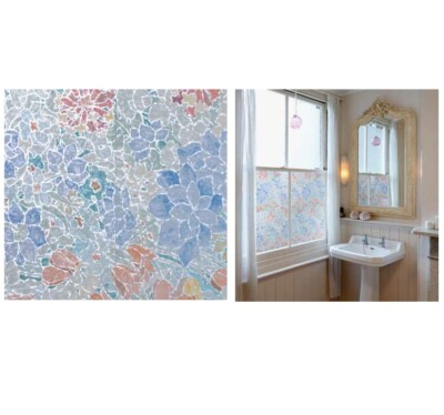 Fensterfolie Tulips Adhesive - Klebefilm Bleiglas Look 0,45 m x 2 m Blumenmuster