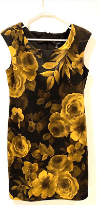 NWT Connected Apparel  8P Women's Sleeveless Embrace Fall Print Bronze Sheath