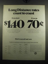 1971 AT&T Bell Telephone System Ad - Long Distance rates coast to coast