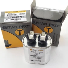 Lot of 2 Titan Pro TOCF2 Motor Run Capacitors 2MFD Oval 370/440 VAC