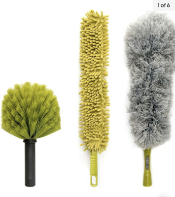 DocaPole Dusting Attachments, 3 Piece Kit Cobweb, Microfiber Feather, and Fan