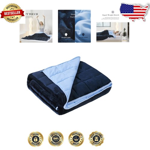 10 lbs Dual-Sided Blue Flannel Weighted Blanket - Cozy All-Season Comfort