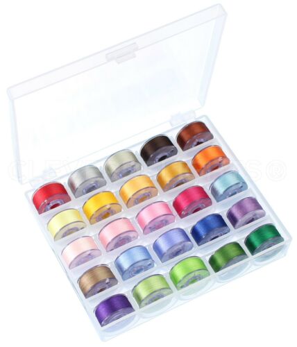 25 Color Prewound Bobbins Set - Size A (Class 15) - 60wt Embroidery Thread - Picture 2 of 3
