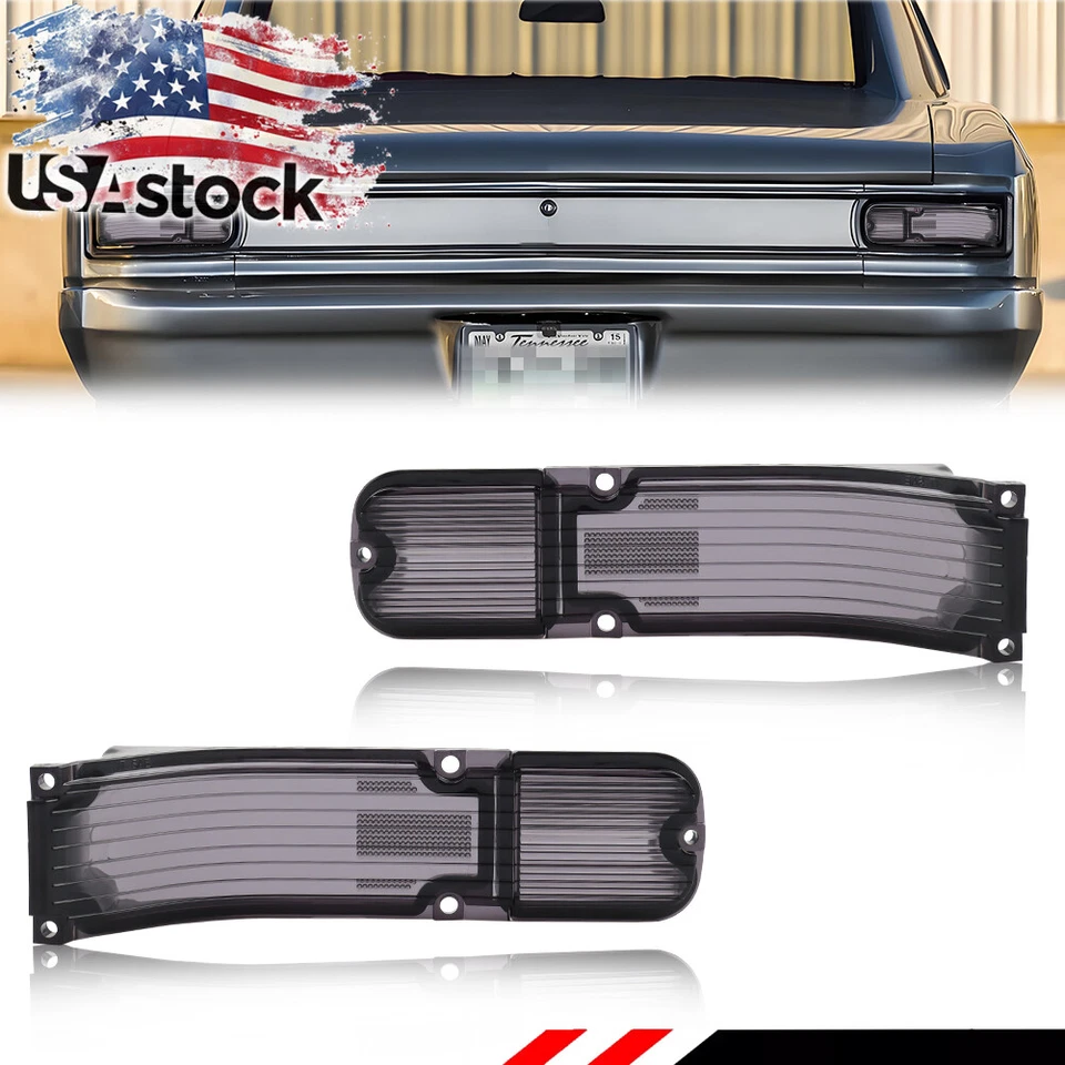 2X Smoked Tail Light Lens & Backup Lamp Lenses For 1966 Chevy Chevelle & Malibu - Image 1 of 4