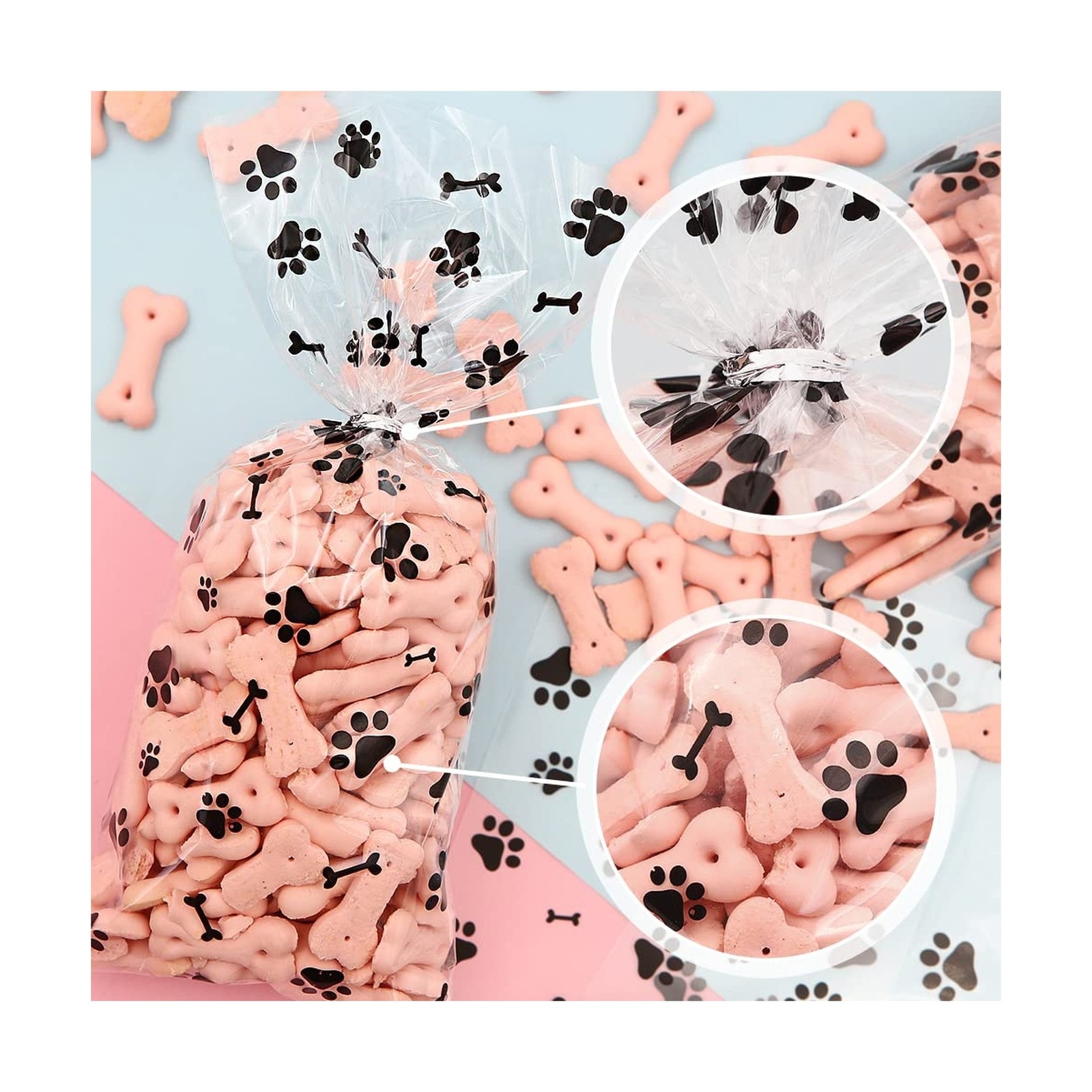 100 Pieces Pet Paw Bone Print Cellophane Bags, Dog Puppy Pet Gift Bags with S... eBay