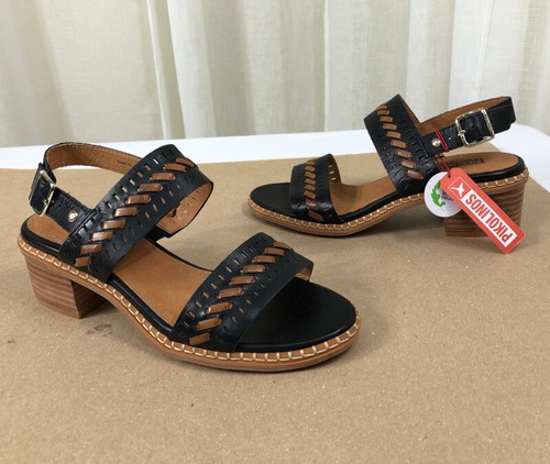 NUEVO PIKOLINOS Blanes Slingback Whipstitching Cuero Sandalia EU 38/US 7.5-8 Negro - Imagen 8 de 18