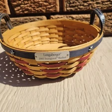 Longaberger Inaugural Basket Leather Handles Round No Lid No Liner 2005