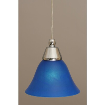 Toltec Lighting Cord Mini Pendant, Chrome, 7' Blue Italian Glass - 22-CH-4155