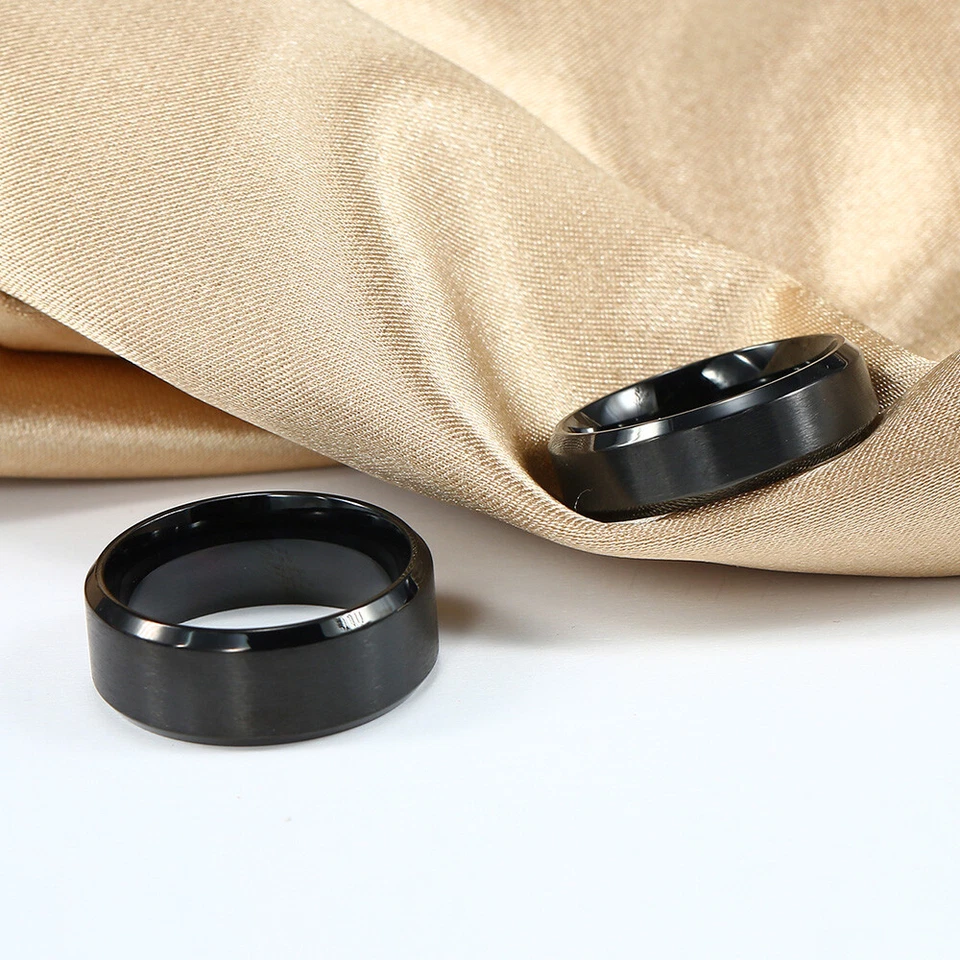 6/8mm Women Mens Thumb Ring Stainless Steel Wedding Band Eternity Ring Brushed - Image 3 of 4