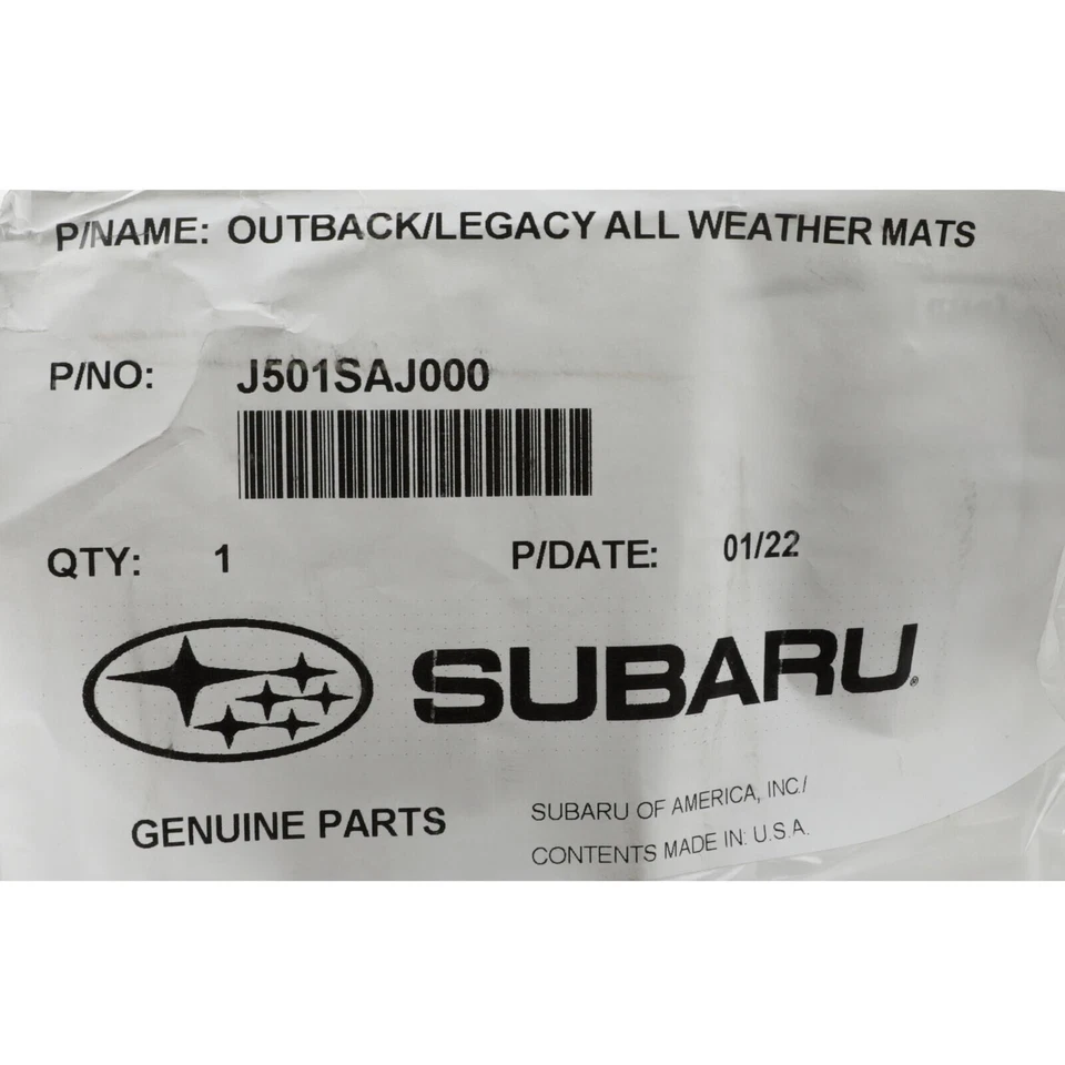 Alfombrillas de goma para todo clima Subaru Legacy Outback 2010-2014 nuevas J501SAJ000 OEM Foto 2 de 2