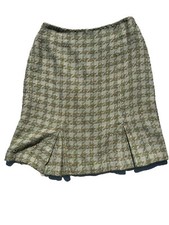 Requirements Skirt Womens Size 10 Knee Length Pleated Sky Green Plaid Vintage