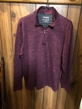 IZOD Mens Advantage Performance Long Sleeve 1/4 Zip Pullover Wine Sz Small NWOT