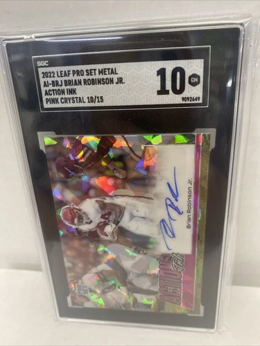 2022 Leaf Pro Set Metal Brian Robinson Jr Action Ink Rookie Auto Pink /15 SGC 10