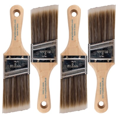 4 Pack - 2'' Angle Sash Brushes for All Latex and Oil Paints & Stains