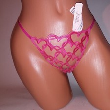 Tanga Victoria Secret Tanga Cuerda en V Corazones Rosa Transparente Bordados Ángeles de Sueño