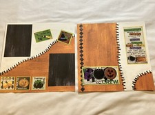 Handmade 2 12"x12" Premade Scrapbook Pages Layout Halloween