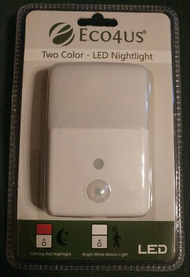 Eco4us 2 Color LED Night Light Motion Activated compact slim design Nightlight 