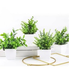 Planta de eucalipto de lavanda artificial realista en maceta pequeña para uso en interiores