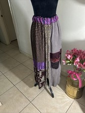 NOTHING MATCHES Sz 2 Funky VNTG 80 s Patchwork Maxi Gypsy Skirt W/ Front Zipper