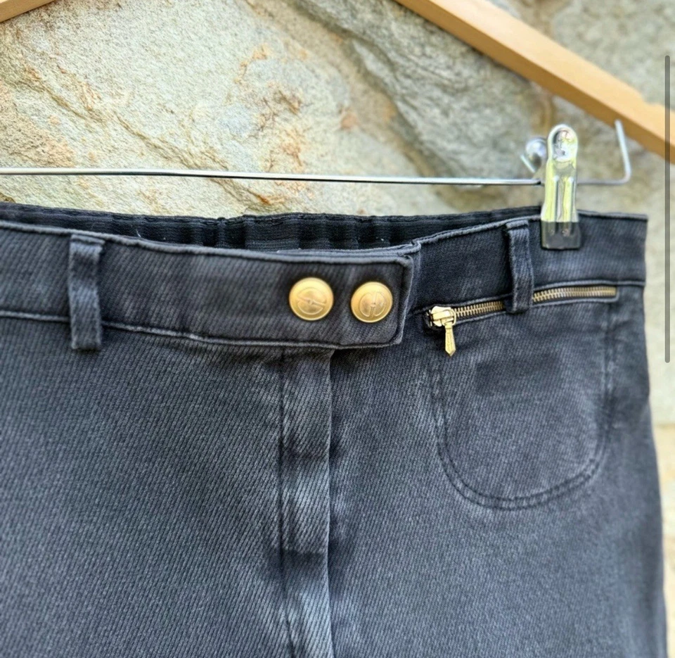 Gucci Vintage Años 90 Denim Recortado Tiro Alto Ecuestre Jodhpurs Pasarela IT 44 US 28 Foto 4 de 4