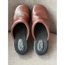 NIB Vintage Y2K Sporto Chunky Leather Clogs Mules Size 9 Brown Lug Sole Gorpcore