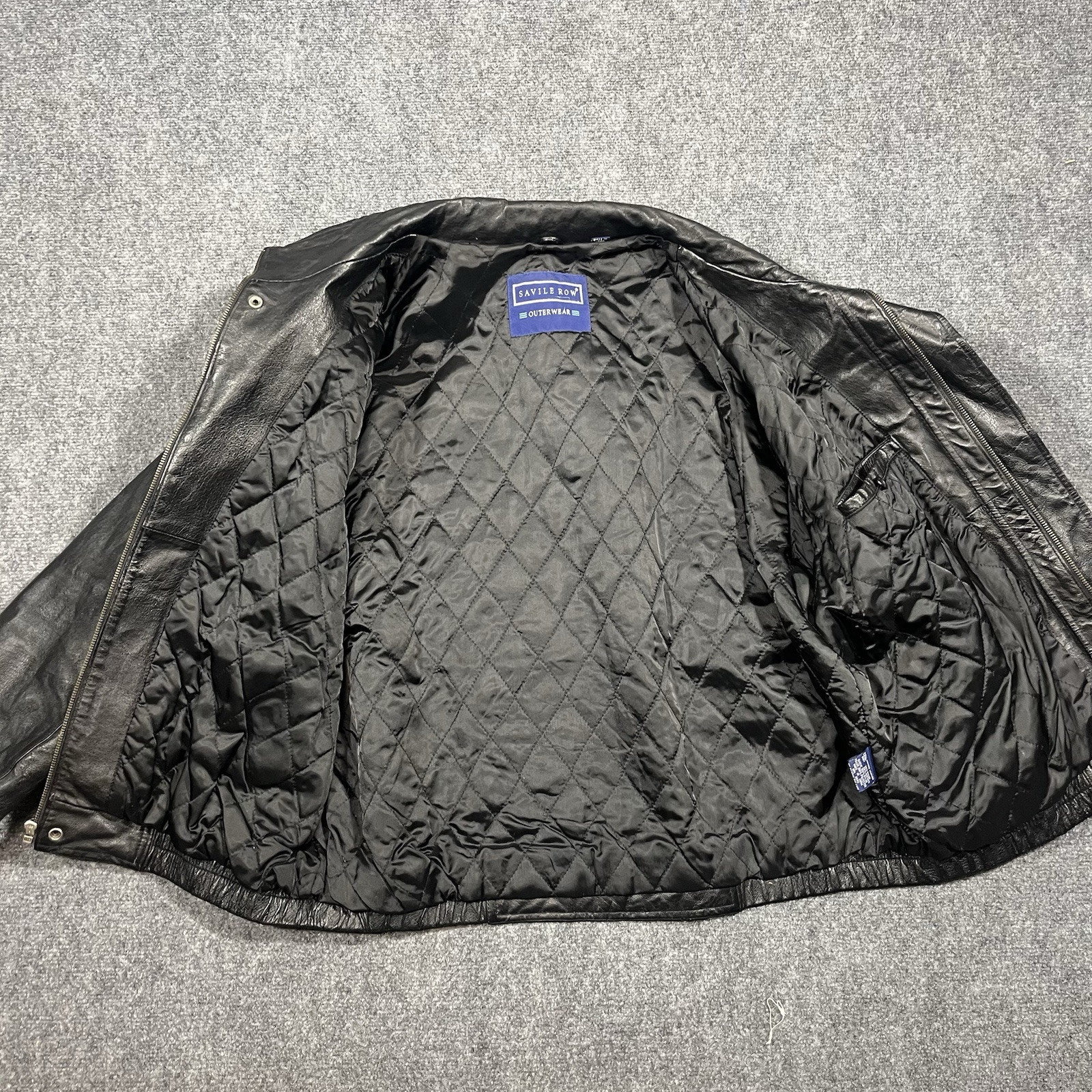 FILA Savile Row Giacca Pelle Uomo Extra Large Bomber Stile Moto Trapuntata Rock Punk