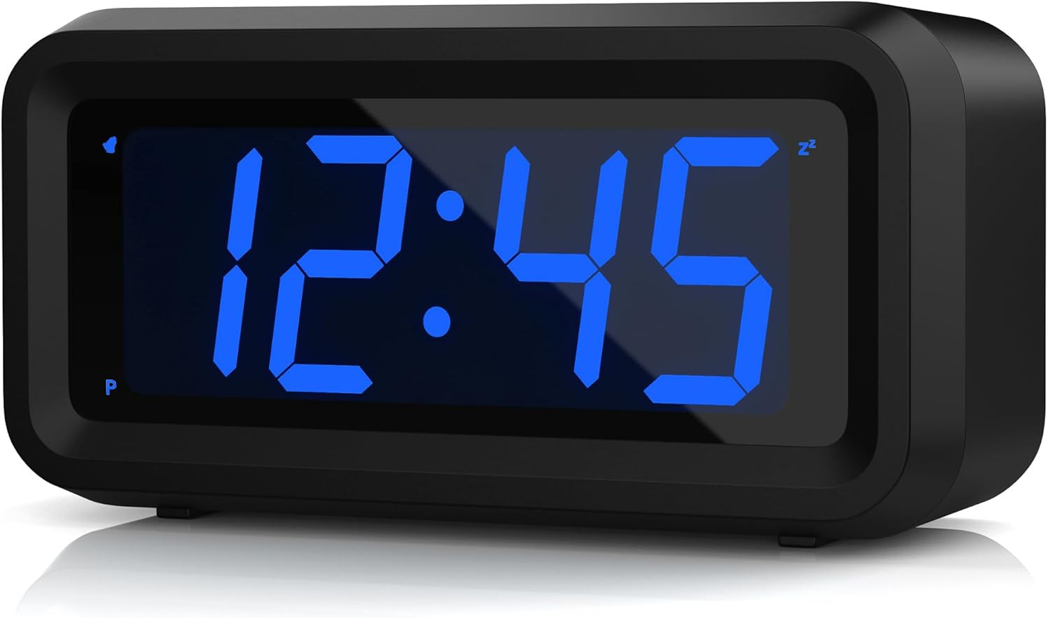 Small Digital Alarm Clock, 1.2Inch Dark Blue LED Digits, Adj
